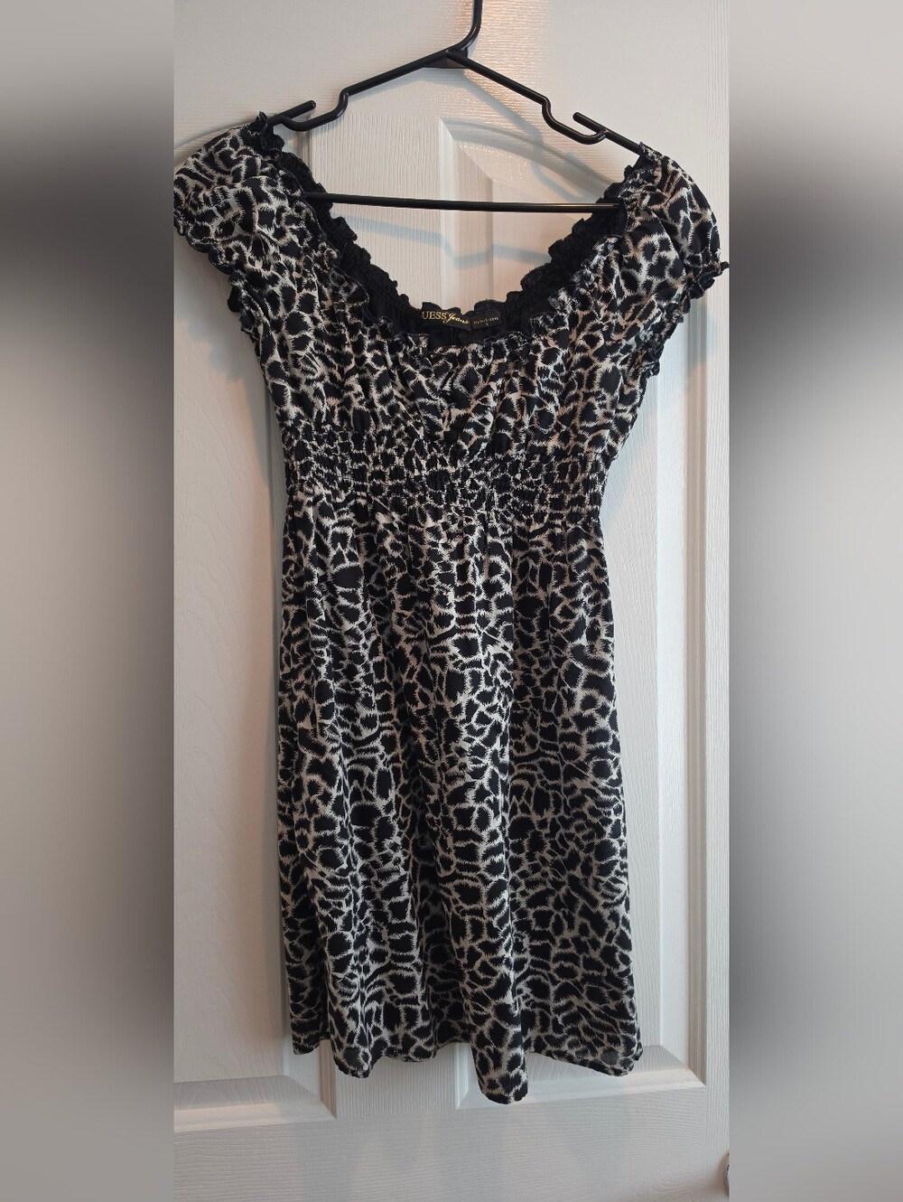 GUESS Jeans Black & White Animal Print Dress | Size S